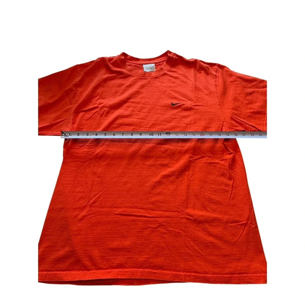 Nike Mens Embroidered Swoosh Logo T-Shirt Orange Cotton Short Sleeve Large